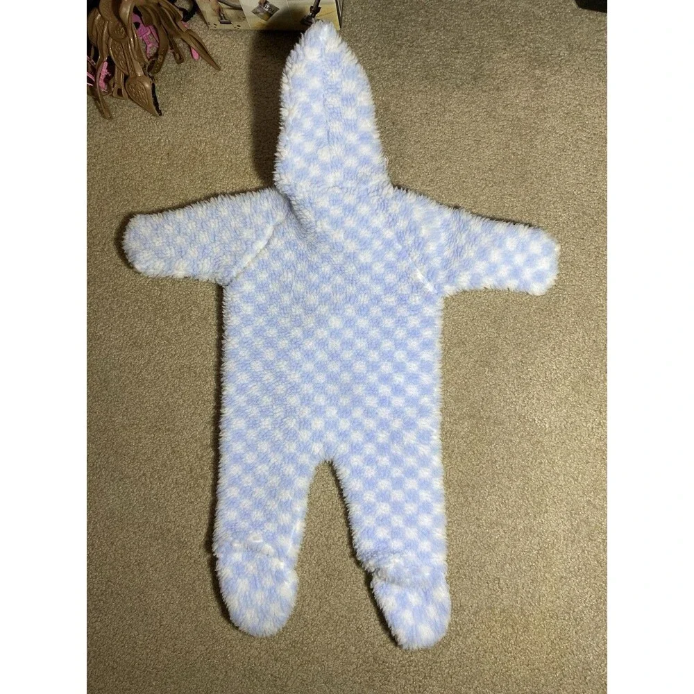 Vintage Sterncraft Baby Bunting Blue White Check - For Doll or Prop Display